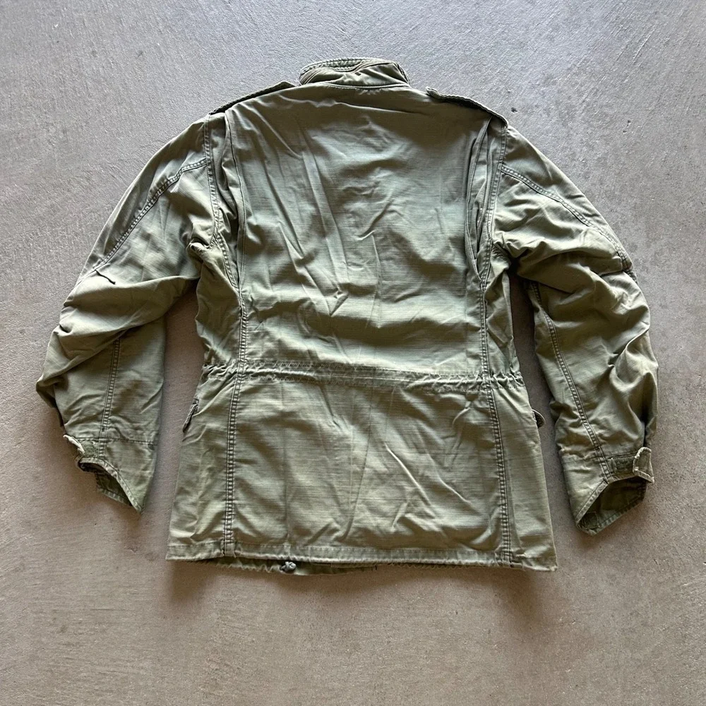 Vintage 60s US Military M65 Field Jacket Size Medium Green Army Vietnam War Drab